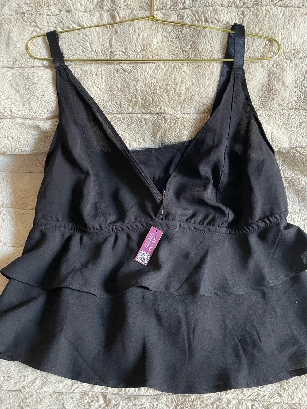 Adore Me Black Satin Lined Camisole and bottoms set